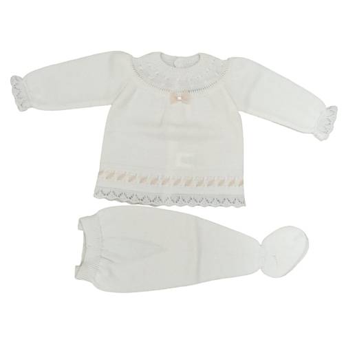 Capota clínica con capota recién nacido 3 meses lana color crema - 