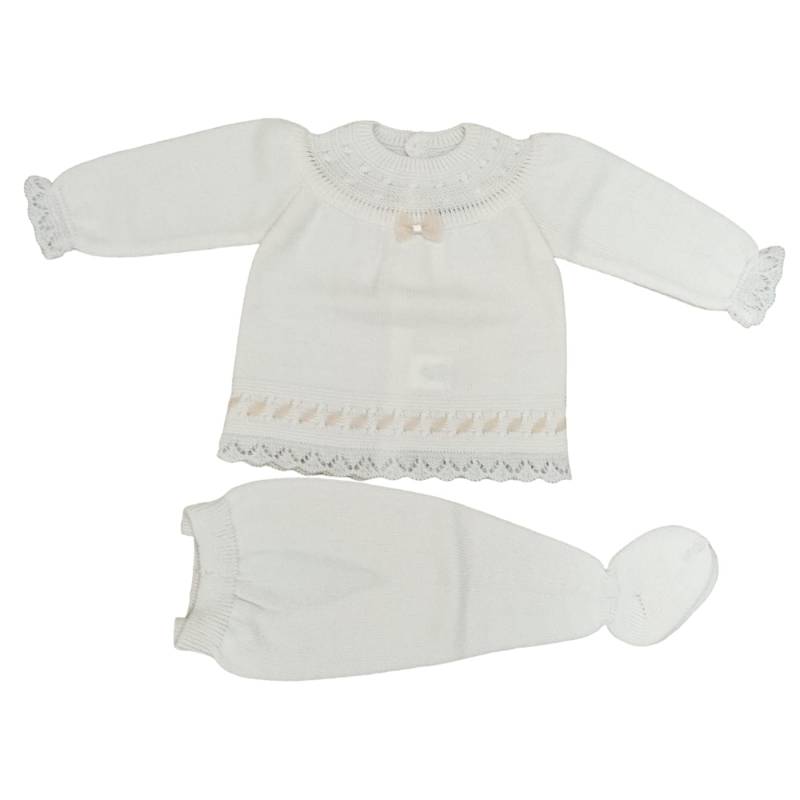 Bonnet clinique avec nouveau-né bébé 3 mois bonnet en laine mélangée de couleur crème - 