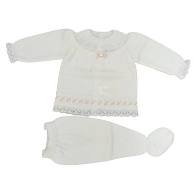 Capota clínica con capota recién nacido 3 meses lana color crema - 
