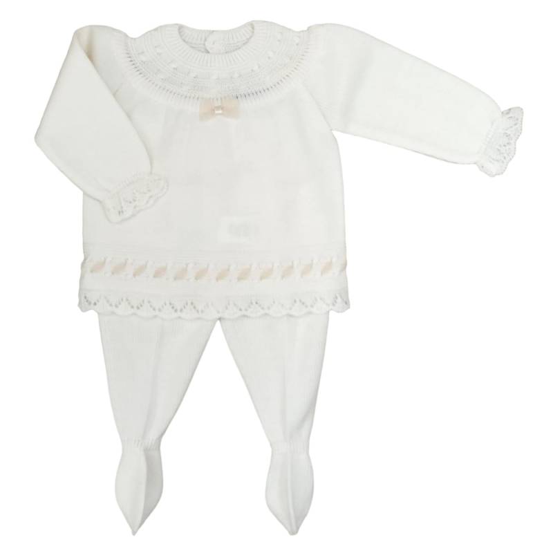 Coprifasce clinico con cuffietta neonata 3 mesi misto lana color panna - 