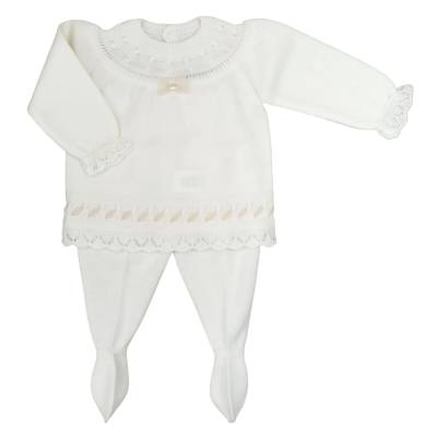 Coprifasce clinico con cuffietta neonata 3 mesi misto lana color panna - 