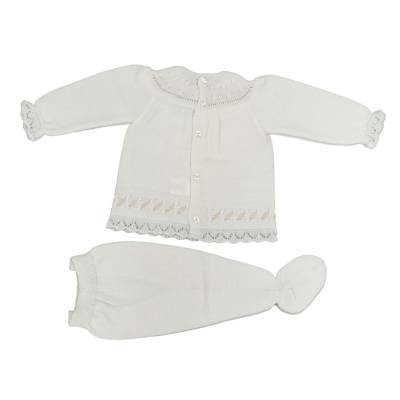 Coprifasce clinico con cuffietta neonata 3 mesi misto lana color panna - 