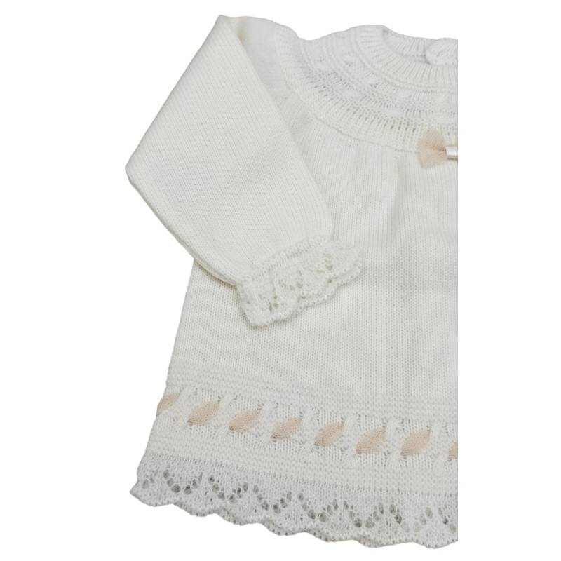 Coprifasce clinico con cuffietta neonata 3 mesi misto lana color panna - 