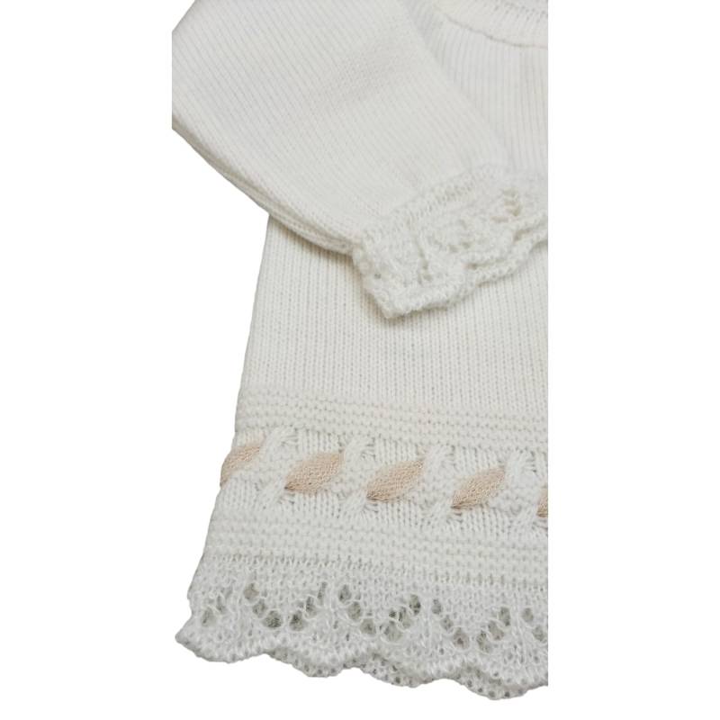 Coprifasce clinico con cuffietta neonata 3 mesi misto lana color panna - 