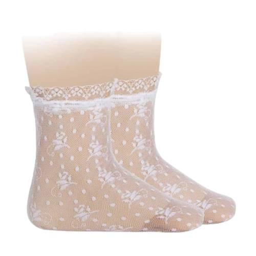 Condor nenata 3/6 Monate Zeremonie/Taufe Seide Spitze kurze Socken mit weißer Spitze - 