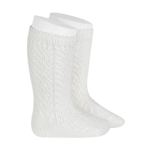 Calze Condor lunghe traforate in cotone panna - 