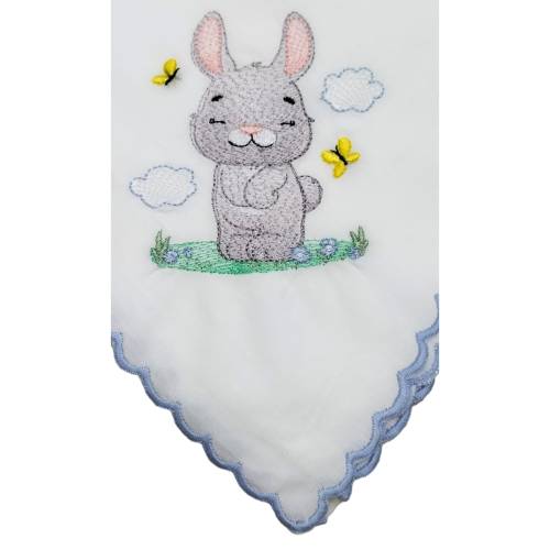 Mussolina quadrato di cotone bianco con ricamo per neonato -  2