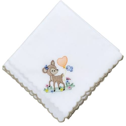 Mussolina quadrato in puro cotone con riamo cerbiatto neutro - 