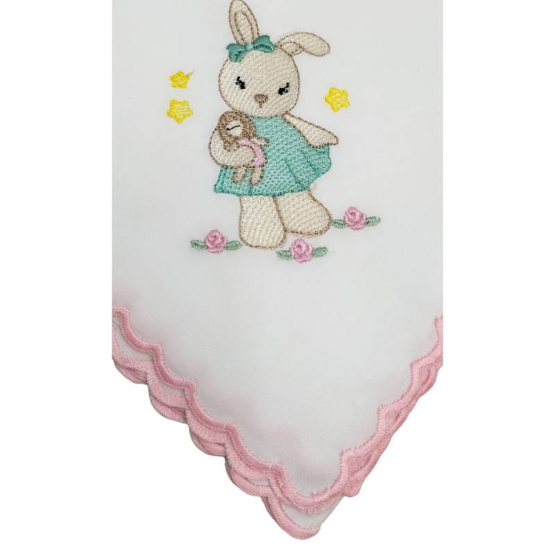 Mussolina quadrato neonata in cotone ricamato - 