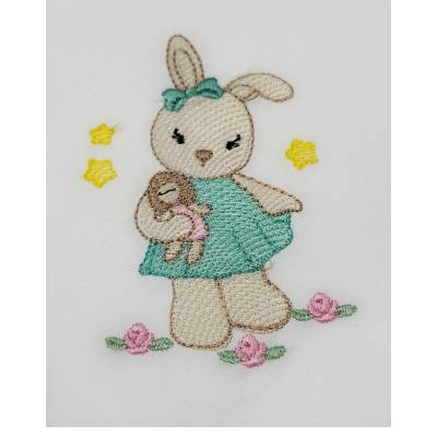 Mussolina quadrato neonata in cotone ricamato - 