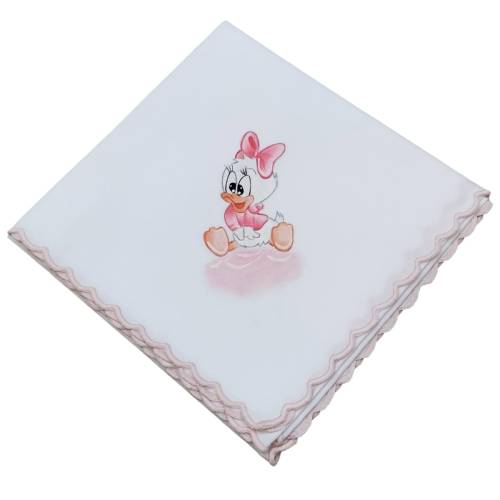 Mussolina quadrato neonata in puro cotone dipinto a mano - 