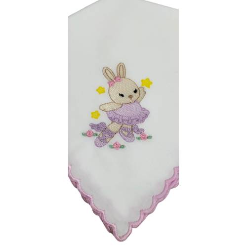 Musselina quadrada de algodão puro para bebé com coelhinho bordado -  2