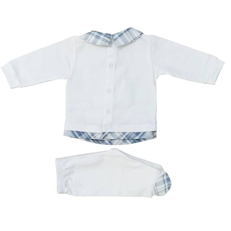 Coprifasce clinico neonato in cotone a manica lunga bianco e celeste - 