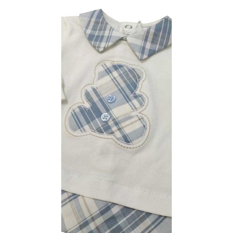 Coprifasce clinico neonato in cotone a manica lunga bianco e celeste - 