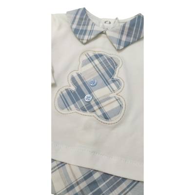 Coprifasce clinico neonato in cotone a manica lunga bianco e celeste - 