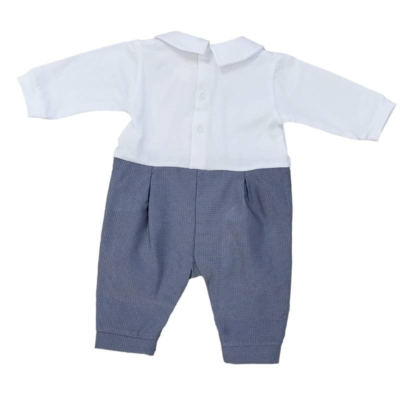 Tutina nascita neonato elegante in cotone bianca blu tortora misura 1 mese - 