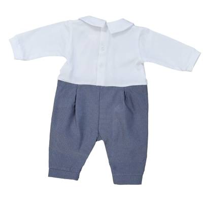 Tutina nascita neonato elegante in cotone bianca blu tortora misura 1 mese - 