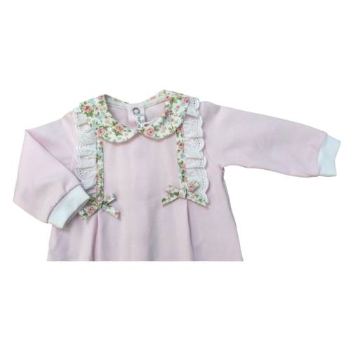 Tutina neonata con fascetta in cotone rosa misura 1 mese -  2