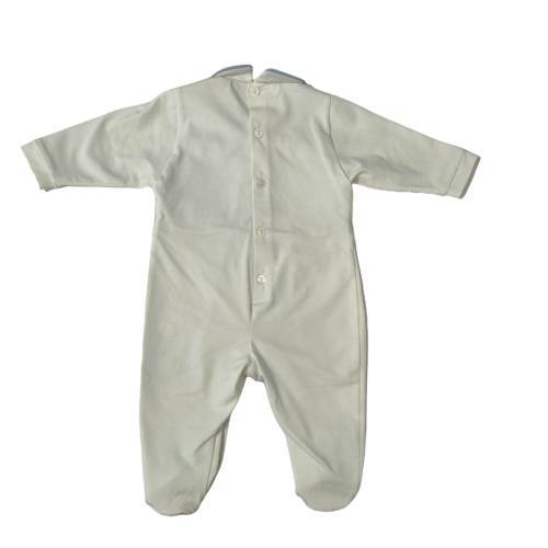 Newborn cotton sleepsuit Minù white dove grey and light blue -  2