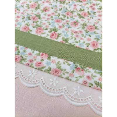 Coordinato nascita neonata Teto&tatta rosa e fantasia fiori cotone - 