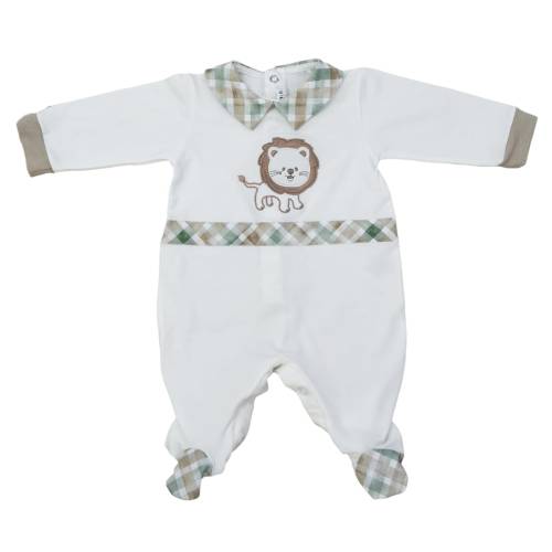 Tutina neonato in cotone Tetto&Tatta panna nocciola e verde salvia - 