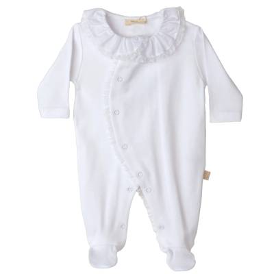 Tutina bianca in cotone con merletto 1 e 3 mesi Baby gi - 