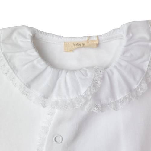 Tutina bianca in cotone con merletto 1 e 3 mesi Baby gi -  2