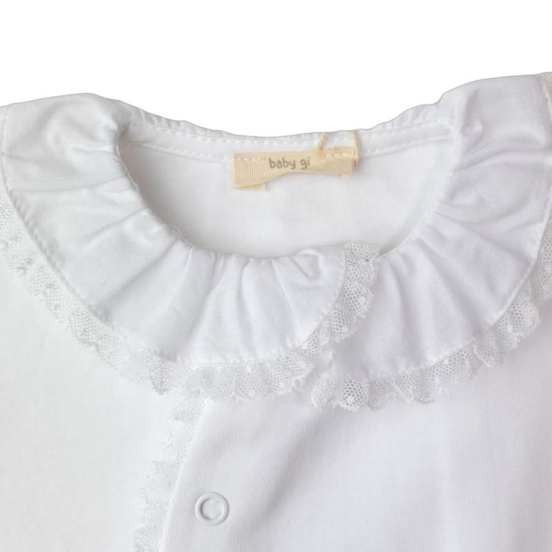 Tutina bianca in cotone con merletto 1 e 3 mesi Baby gi - 