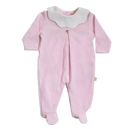 Tutina in cotone rosa e colletto bianco Baby gi misura 1 e 3 mesi - 