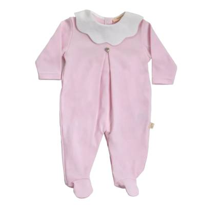 Tutina in cotone rosa e colletto bianco Baby gi misura 1 e 3 mesi - 