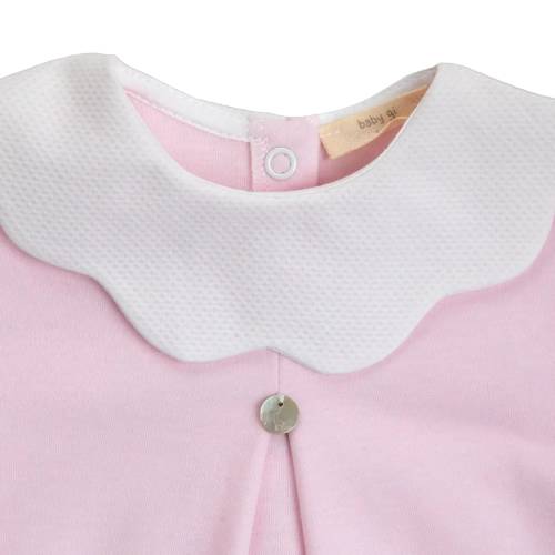 Tutina in cotone rosa e colletto bianco Baby gi misura 1 e 3 mesi -  2