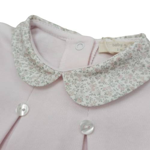 Couvre-bébé en jersey de coton rose avec bavette et carré - 2