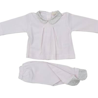 Coprifasceneonata Baby gi in jersey di cotone rosa con bavetta e quadrato - 