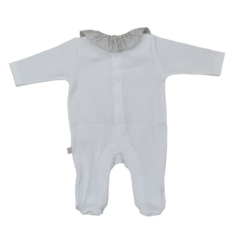 Corredino neonata Baby gi in jersey di cotone color panna e fantasia floreale - 