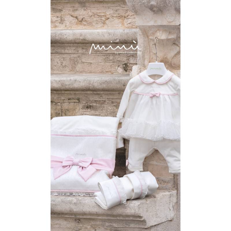 Cotton matching Minù in milk white and pink - 