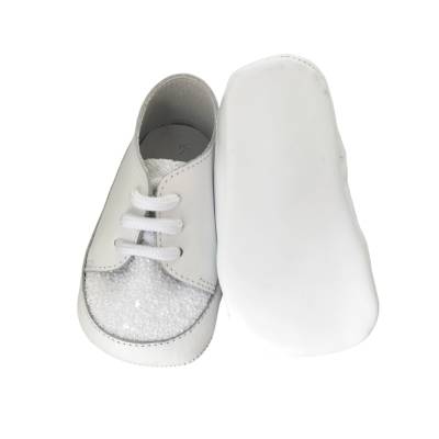 Scarpine morbide da culla neonata in pelle bianche - 