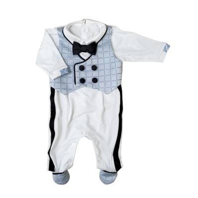 Coordinato nascita maschietto bianco celeste e azzurro in cotone coprifasce misura 1 mese Minù bianco blu e celeste - 