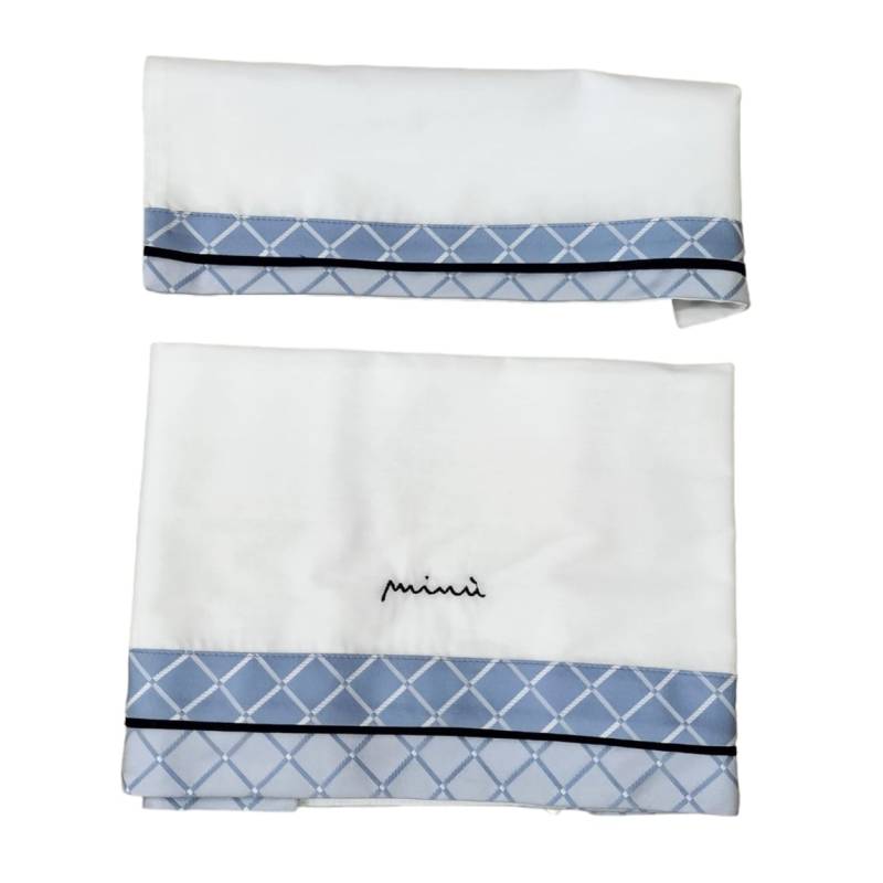 Coordinato nascita maschietto bianco celeste e azzurro in cotone coprifasce misura 1 mese Minù bianco blu e celeste - 