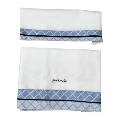 Coordinato nascita maschietto bianco celeste e azzurro in cotone coprifasce misura 1 mese Minù bianco blu e celeste - 