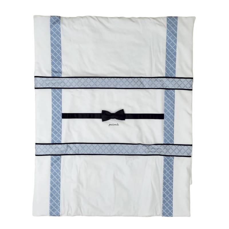 Coordinato nascita maschietto bianco celeste e azzurro in cotone coprifasce misura 1 mese Minù bianco blu e celeste - 
