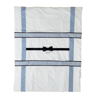 Coordinato nascita maschietto bianco celeste e azzurro in cotone coprifasce misura 1 mese Minù bianco blu e celeste - 