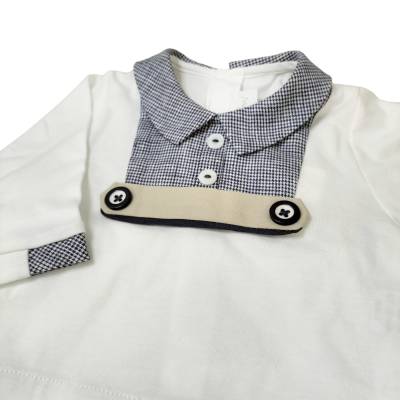 Conjunto algodón recién nacido 1 mes Minù blanco azul paloma gris - 