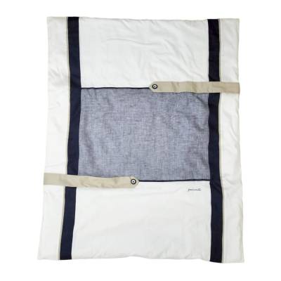 Neugeborenes Baumwoll-Outfit 1 Monat Minù weiß blau taubengrau - 