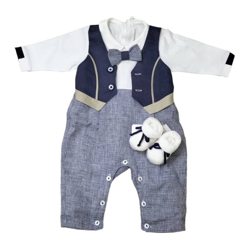 Cotton baby sleepsuit Minù 1 month with booties -