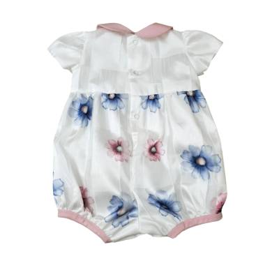 Grenouillère en coton nouveau-né taille 1 mois soie blanche et rose - 