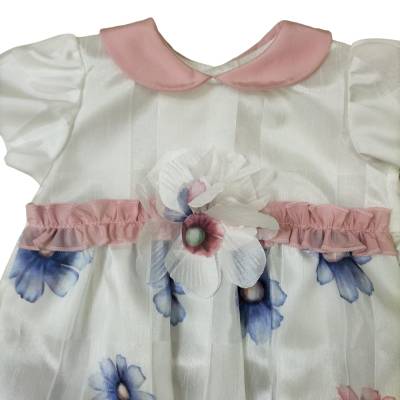 Newborn cotton romper size 1 month white and pink silk - 