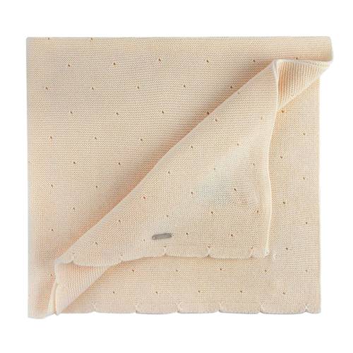 Copertina a scialle traforato in cotone color lino Condor - 