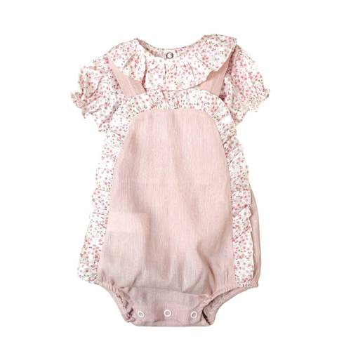 Salopette misto lino neonata rosa - 