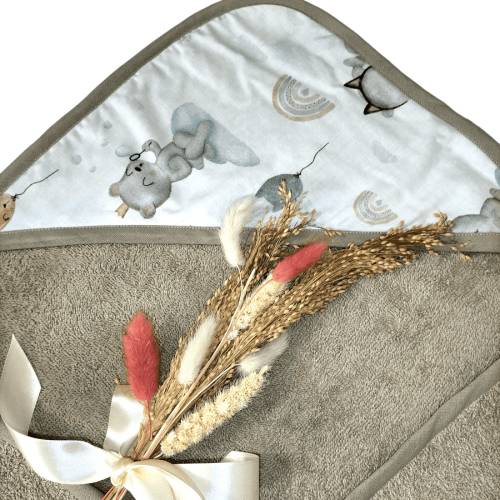Unisex cotton terry baby bathrobe dove grey -  2