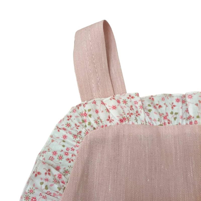 Salopette misto lino neonata rosa - 